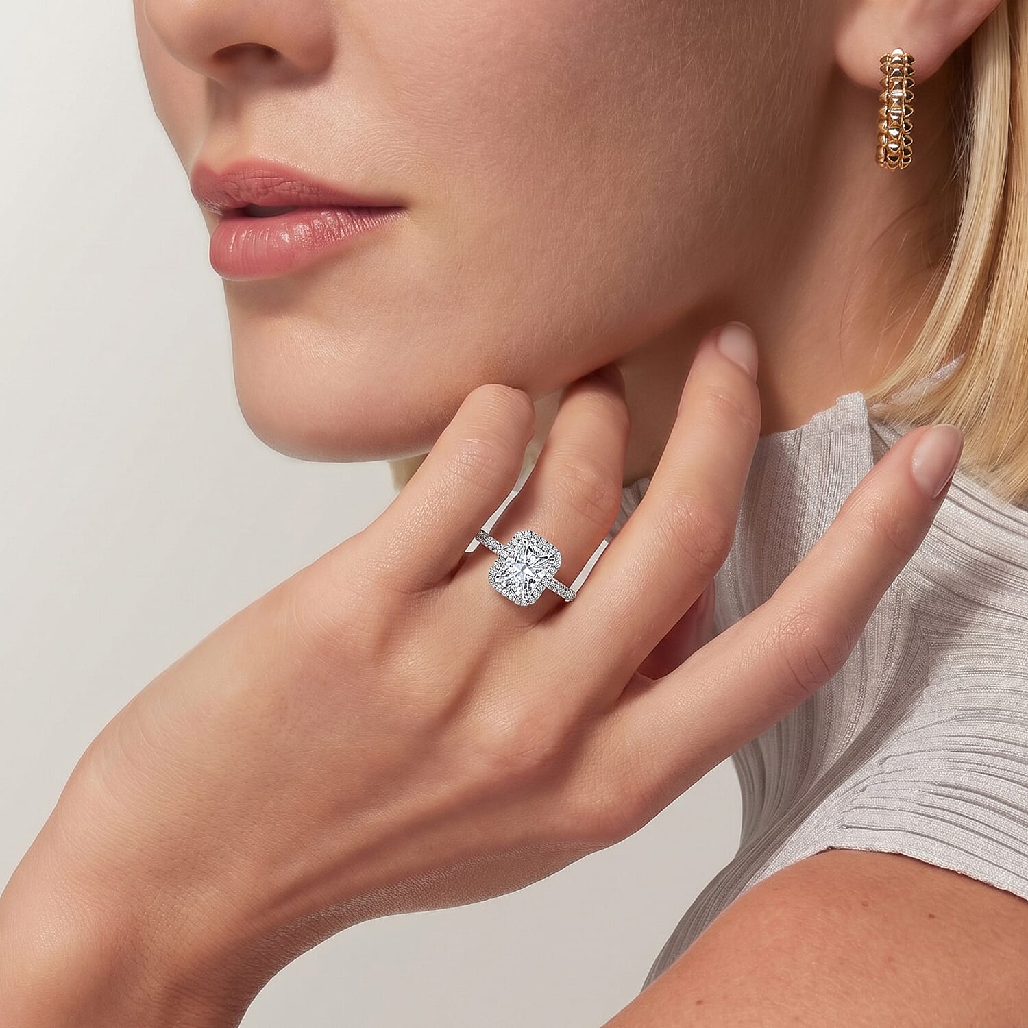 LUXURIANT 1.3 Ct. Lab Grown Diamond Halo Ring